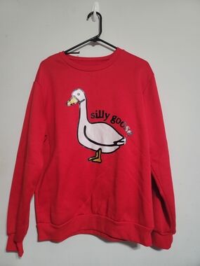 SHEIN Red 'Silly Goose' Graphic Sweatshirt Sz M